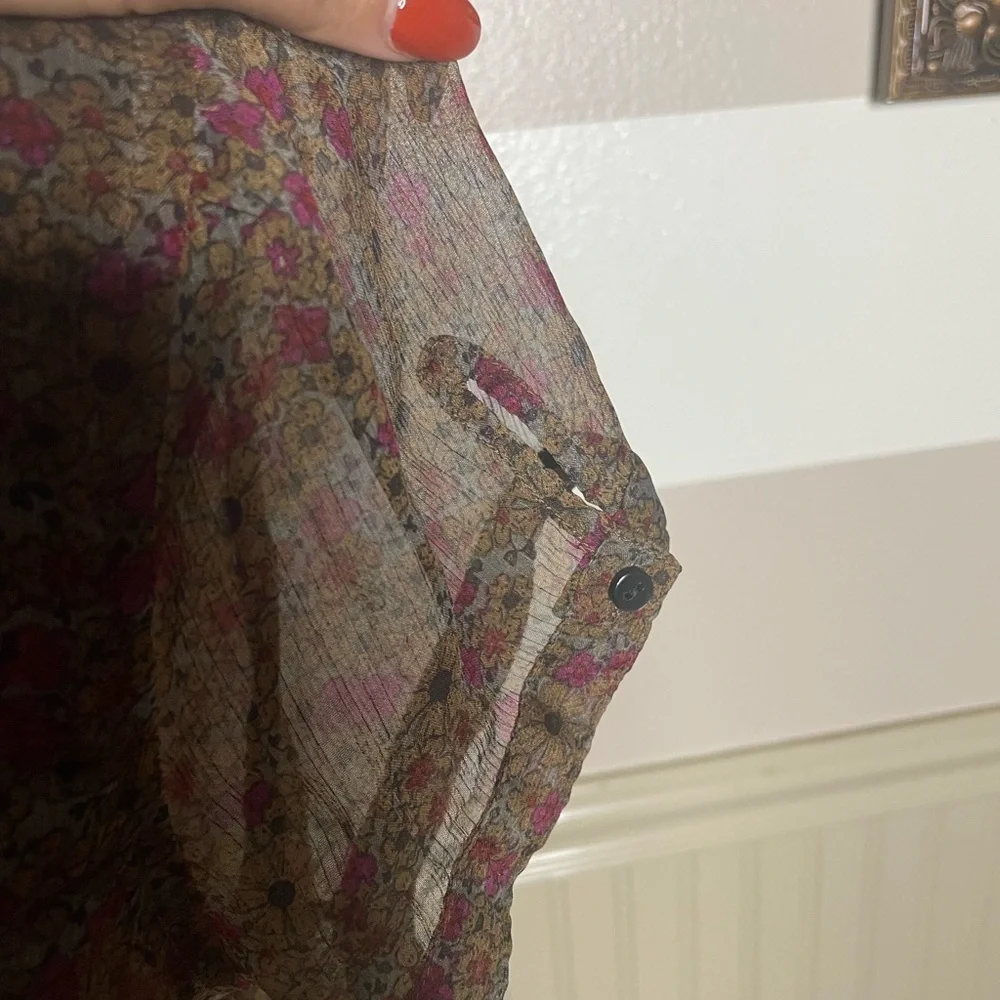 Converse Brown Floral Sheer Blouse - Picture 5 of 8